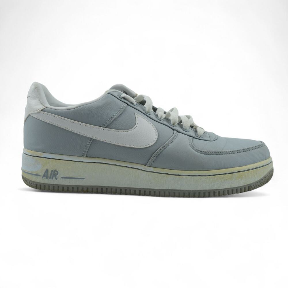 Nike Air Force One 1 Shoes Mens 9.5 Low Wolf Grey White Nylon 488298-038